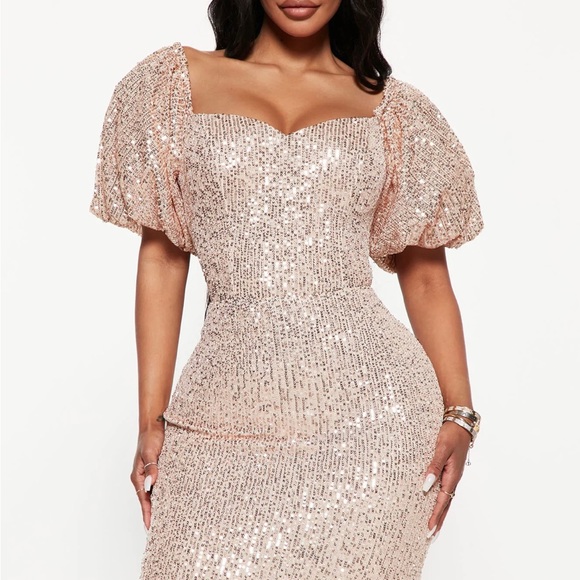 God’s Gift Sequin Midi Dress - Rose Gold - Picture 4 of 10
